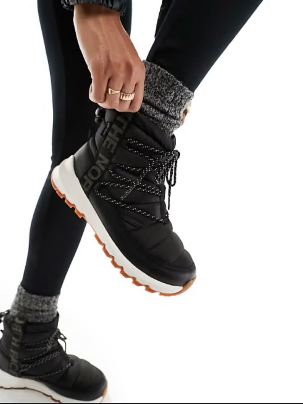 The North Face ThermoBall Women's Black Quilted Winter Lace-Up Waterproof Boots